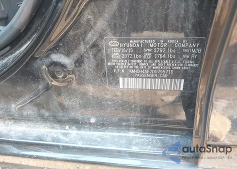 2013 Hyundai Elantra Limited z USA, uszkodzony, nr VIN KMHDH4AE7DU795716